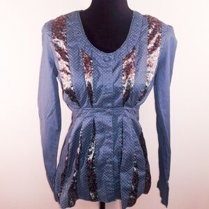 BKE Floral Fitted Button Down Long Sleeve Blouse M